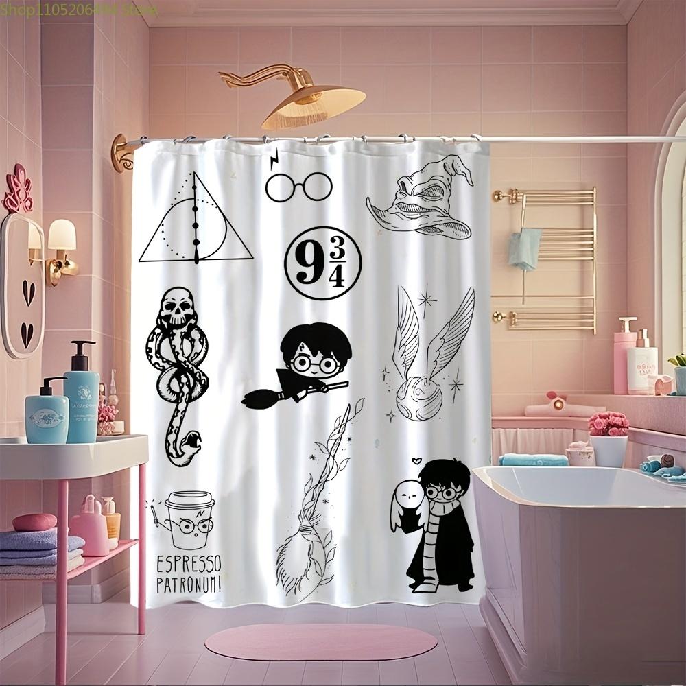 

1pc, Warner Bros Harry Potter Movie Theme Shower Curtain with Hooks, 180.09x180.09 cm, Suitable for Bathroom, Office Decor, Ho 90x180cm