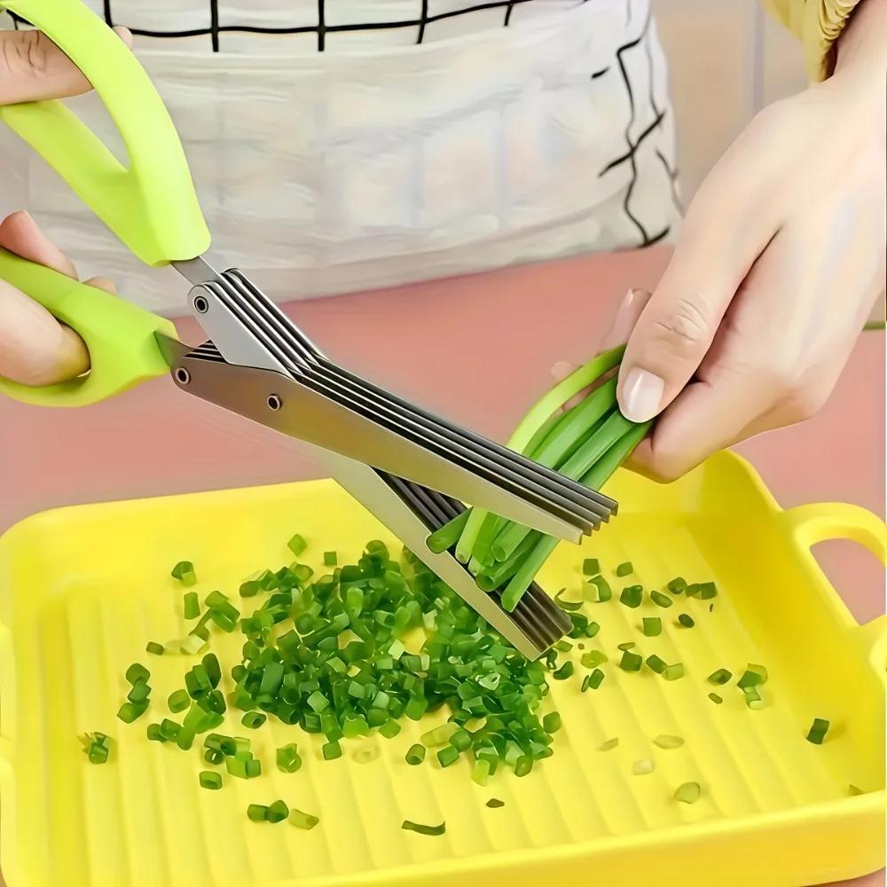 Forged Stainless Steel Ambidextrous Kitchen Scissors 5 Layered Ultra Sharp Versatile Onion Herb Shredder Durable Easy Clean