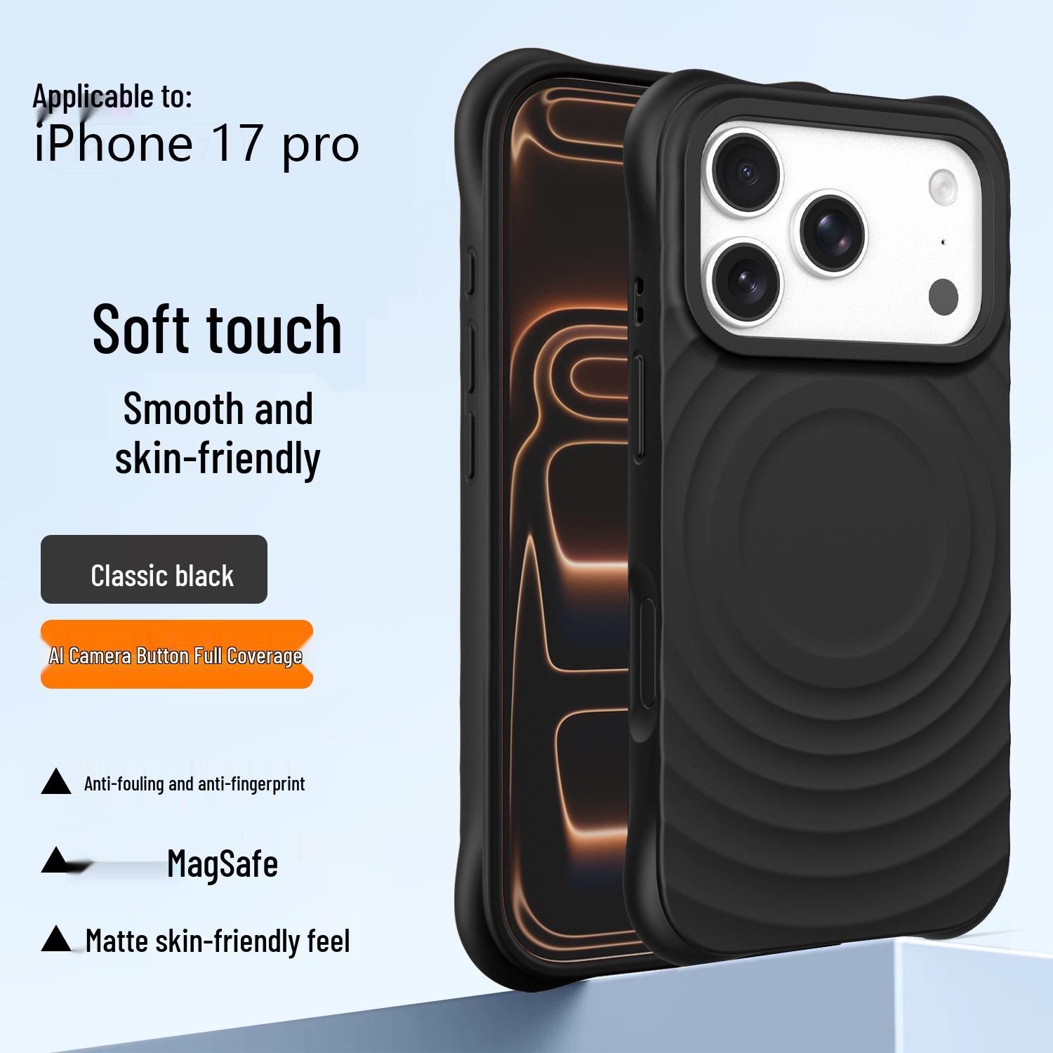 Compatible Apple iPhone 16/17 Pro Max Wave Pattern Silicone Magnetic Case 16 Pro Max