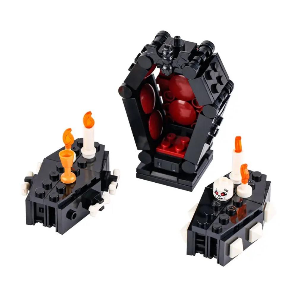 Medieval City MOC Stavební bloky Vojenské figurky vojáků Hradní věž Fontána Nástěnka k bazénu Cihly Dětská Halloweenská hračka