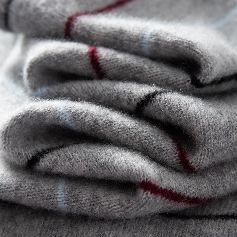 Women's Pure Cashmere Stripe Sweater - Autumn/Winter Loose Fit, Round Neck, Long Sleeve Pullover Jumper