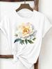 (Asian Size) Women Clothing T Shirt Woman Print Tee Top Fashion Watercolor Flower Trend Female Short Sleeve Graphic T-shirts