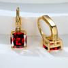 Rainbow Zircon Hoop Earrings Multicolor Crystal Square Stone Earrings Vintage Gold Color Wedding Earrings for Women Party