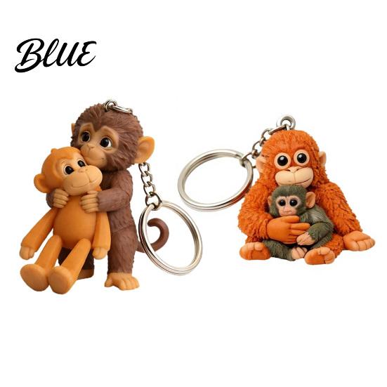 Cute Monkey Keyring 3D Keychain Holding Plush Toy Gift for Collectors Decoration Backpack Purse Bag Accessories Animal Print