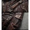 Chinesische Größe Herren schwere Motorradjacke aus natürlichem Rindsleder Oberschicht lässig Vintage Retro Moto Anzug Ledermantel Winter