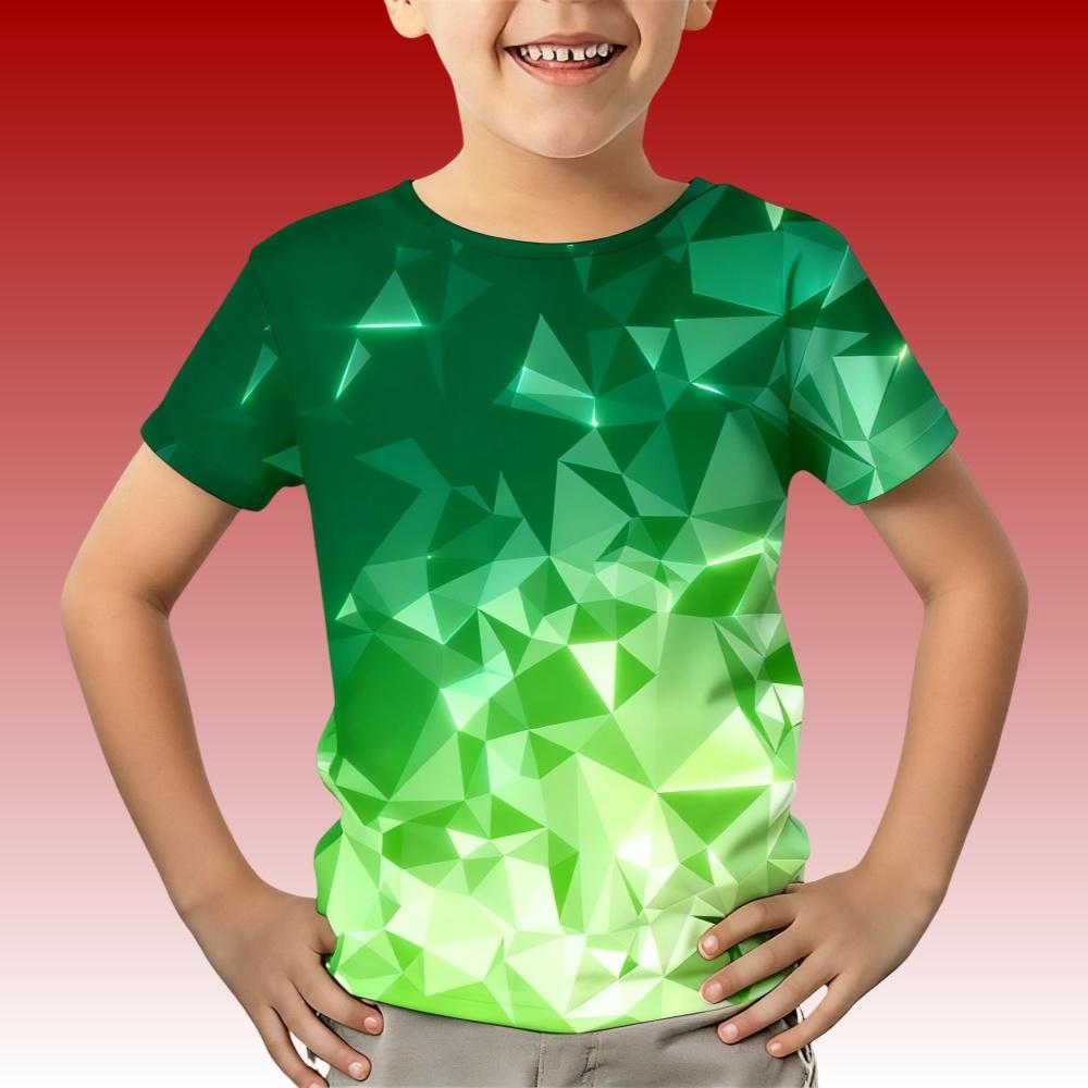 Children's Clothing Tshirt for Kids Boys 3 to 14 Gradient Geometry 3D Print Short-Sleeved T-Shirts Boy Casual Top Kids' T-Shirt