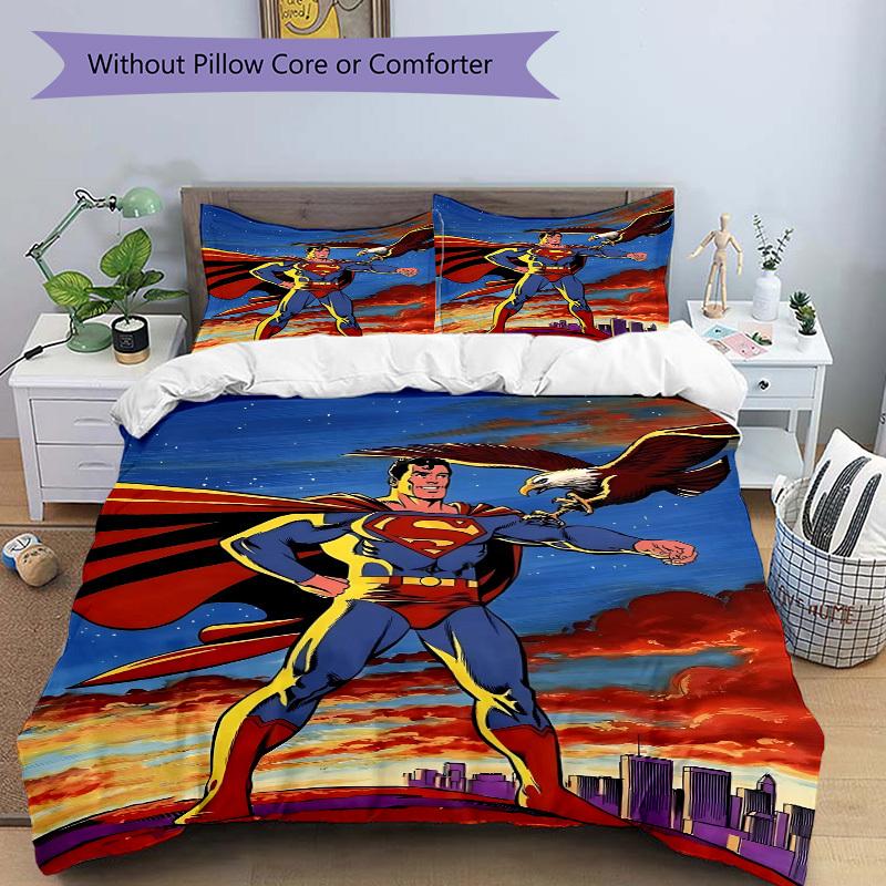 3pcs Superman Duvet Cover Set (1 Duvet Cover + 2 Pillowcases, No Core) - Comfortable, And Breathable Bedroom Decoration Yy251104083