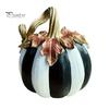 Halloween Pumpkin Decor Black And White Striped Ornament, Retro Style Resin Sturdy Indoor Desktop Decoration Tabletop Centerpiece, Ornament