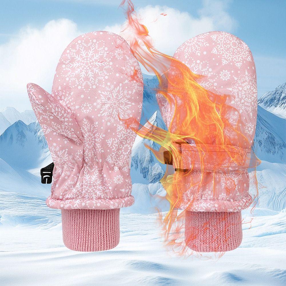Windproof Children Ski Gloves Waterproof Warm Mittens Printed Kids Winter Gloves Baby Boy