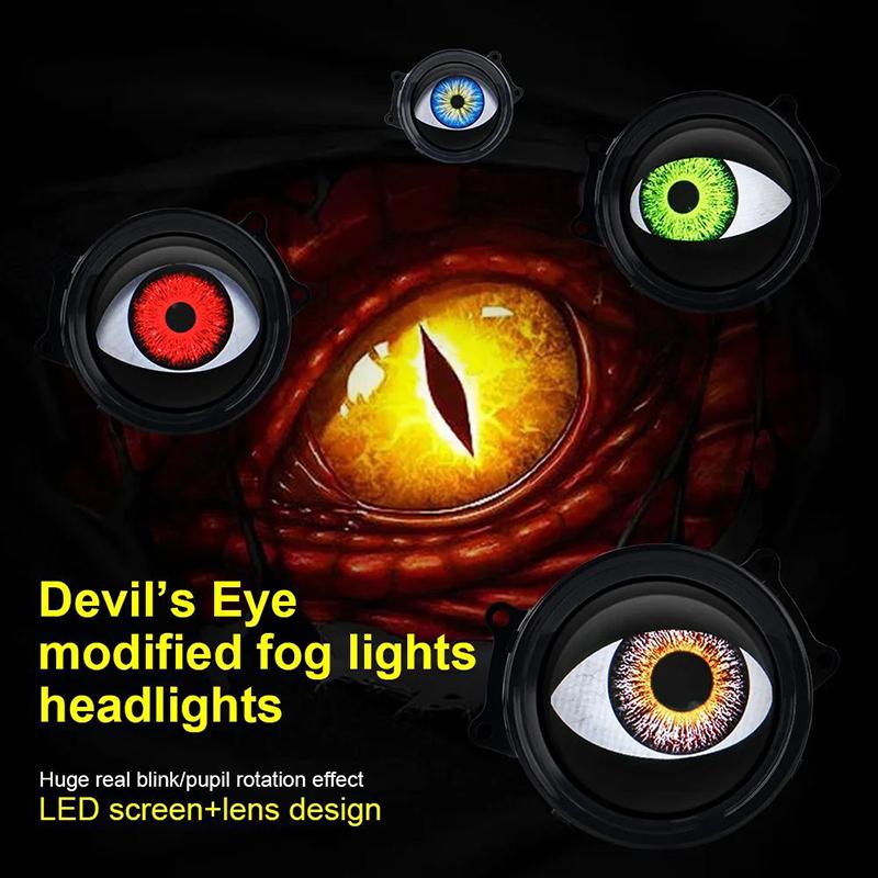 3-inch LED Car Dynamic Devil Eye Large Light Dynamic Pupils Remote Headlight 33 Mode Car Light 3D Lens Modification Eagle Eye