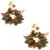 2 Pack Artificial Berry and Maple Leaf Candle Ring Wreaths for Table Centerpiece and Home Decoration Suitable for Various Occasions