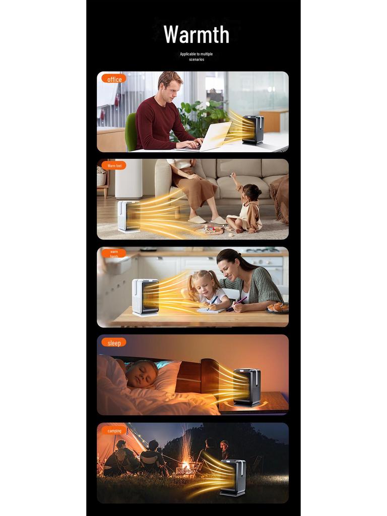 Portable Dual-Purpose Desktop Heater with PTC Fast Heating and Oscillation