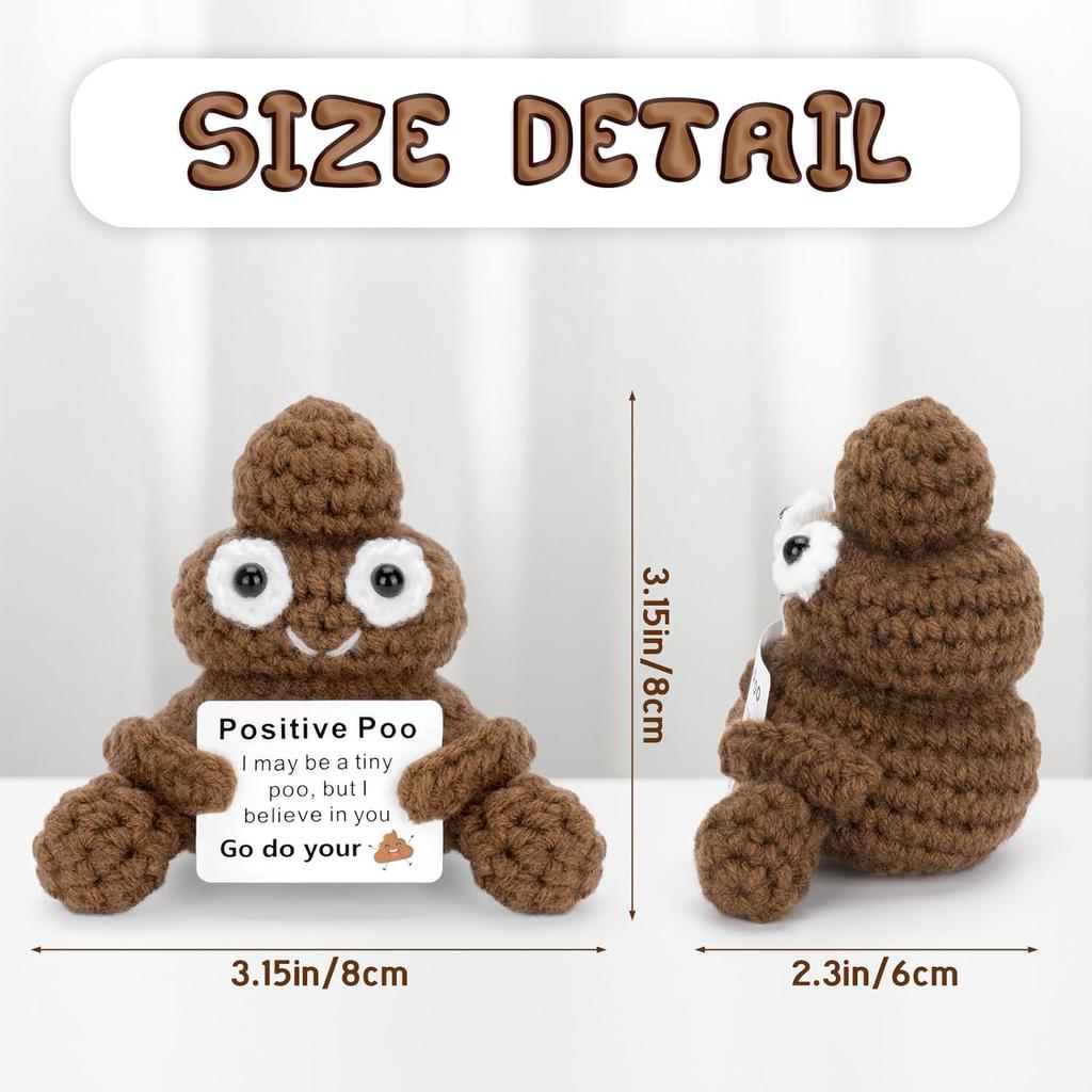 Lustige handgefertigte positive Kacke-Puppe mit Karte Heimdekoration Gestrickte Kacke Weihnachts-Puppen-Ornament Zimmerdeko Weihnachtsfeier Geschenke