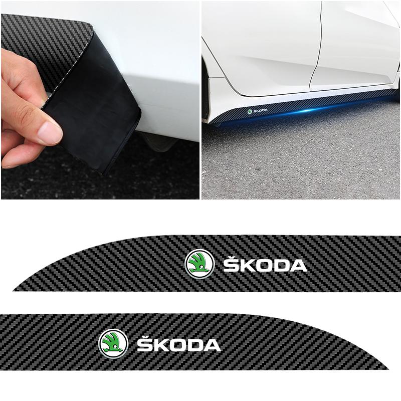 2 ks Karbonový Samolepka na Prah Dveří Auta Ochranná Lišta Samolepka Proti Poškrábání Samolepka pro Úpravu Pro Škoda Octavia Superb Rapid Kodiaq Karoq Fabia Kamiq Roomster Citigo