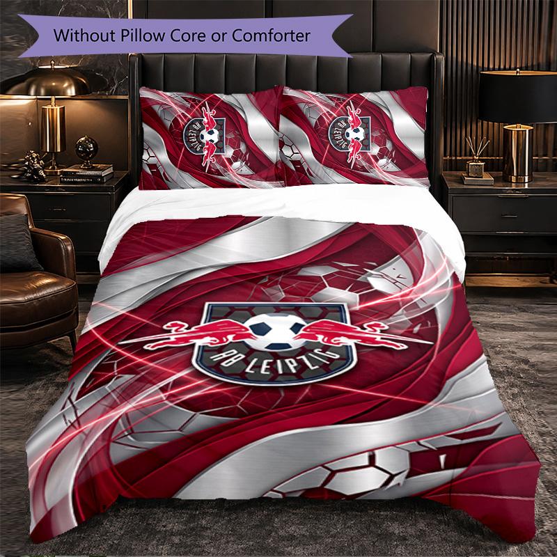 RB Leipzig Football 3 Piece Bedding Set Soft Duvet Cover Set with Pillowcases Printed Bedroom Decor Set for Home