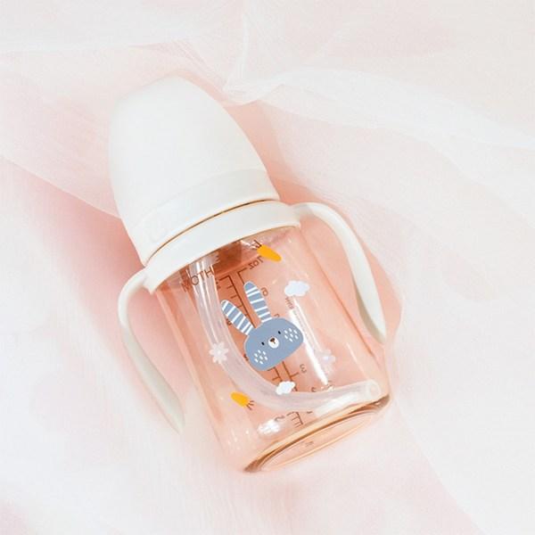 Mother K Basic PPSU Rabbit Straight Paie Set 2 piese 200ml, Blossom, Crem, 1 set