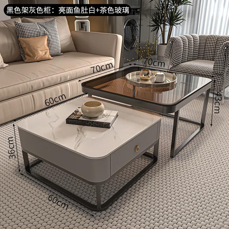 For Luxuriöser moderner Couchtisch mit Aufbewahrungsdesign, nordischer minimalistischer Couchtisch, einzigartige graue