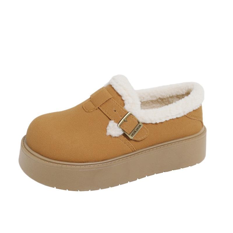 

thick-soled women s velvet new winter snow women s shoes flat-soled comfortable fashion casual large cotton shoes women 42 верблюд