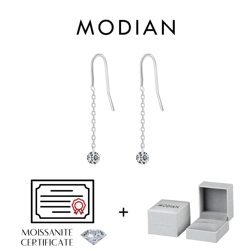 MODIAN 0.6CT D Moissanite Drop Earrings 925 Silver Lab Diamond Link Chain Hook Earrings For Women Fine Jewelry