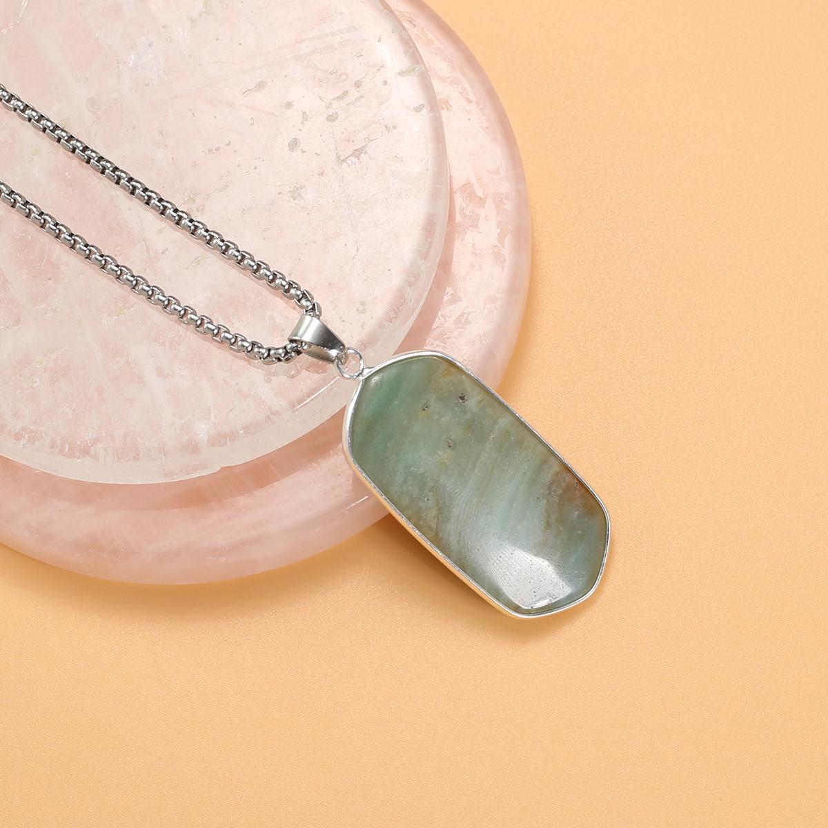 

Новый стиль ожерелье натуральный камень аметист/агаты прямоугольное ожерелье с подвеской для подарка на день рождения цепочки 60 см Blue Turquoise/43x22mm