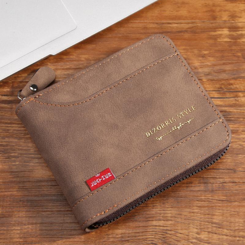 Schoolbag1011 new men's wallet short horizontal zipper 30% off change bag retro casual buckle square bag