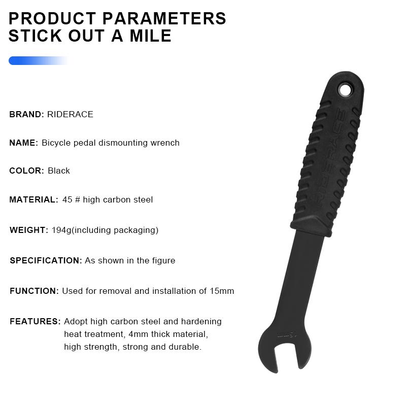 Fahrradpedalschlüssel Extra langer Griff Langlebig MTB Mountainbike Pedale Einbau Ausbau Demontage Ersatz Schraubenschlüssel Reparaturwerkzeug 15mm