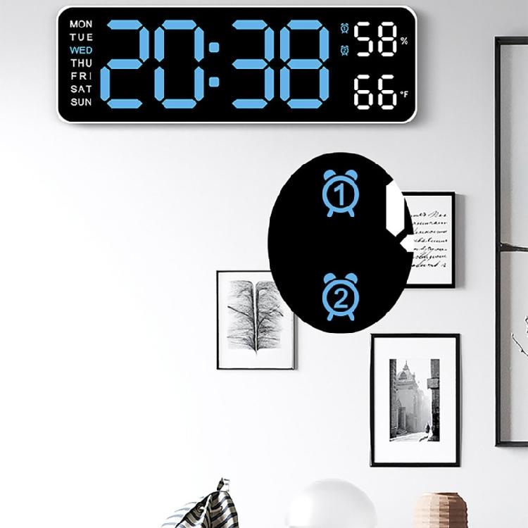 Large Digital LED Wall Clock with Temperature Week Date Display and 2 Alarm Memory Function 3 Brightness for Home Office