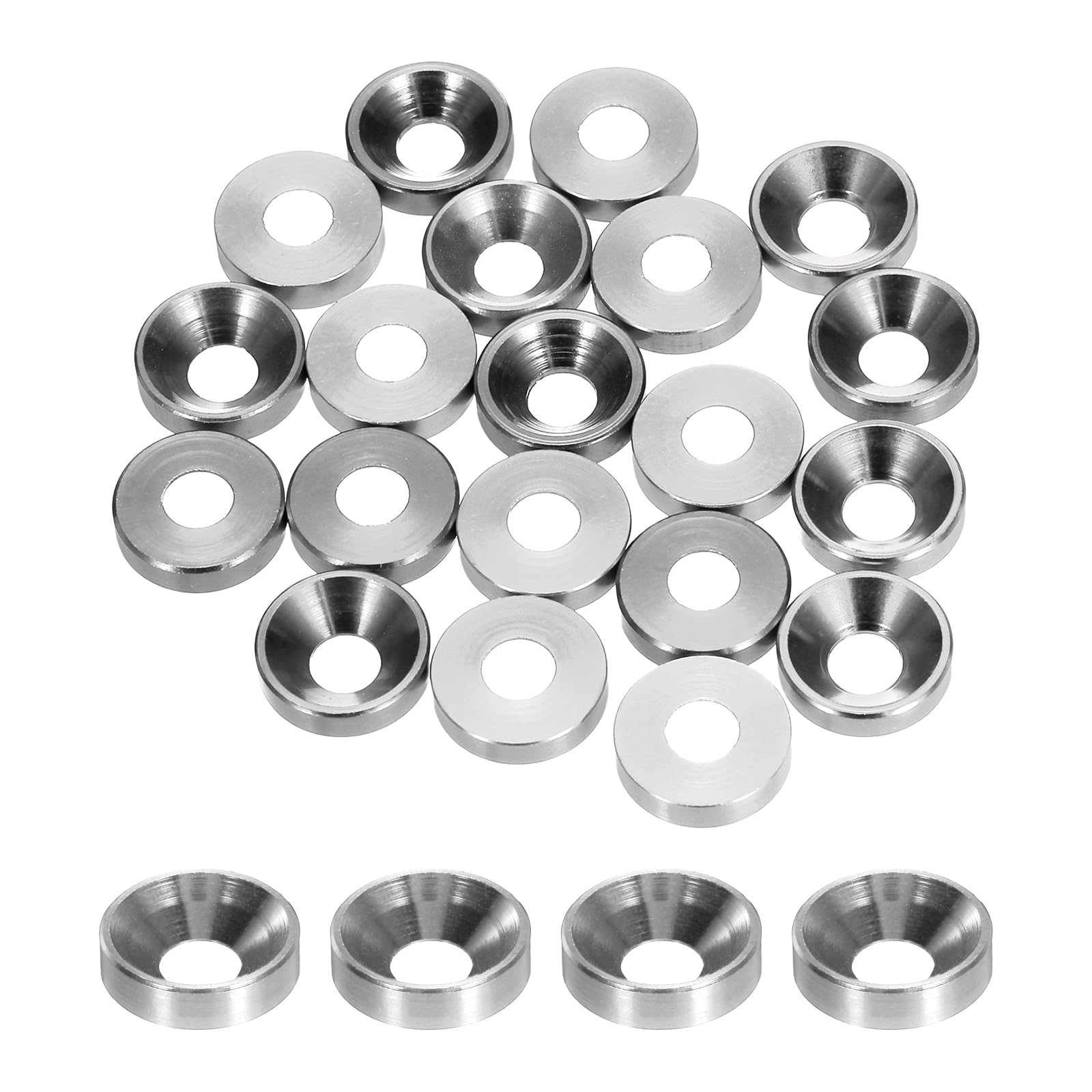 

uxcell M4 Washer Cone Cup Type Countersink Washer Hole Diameter 4.1mm/0.16 Aluminum Gasket Cup Head Washer for RC/FPV/PC/Drone/Machine Accessory