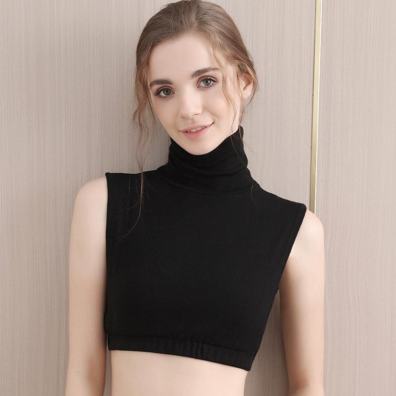 Women Turtleneck Fake Collar Sleeveless Knit Mock Neck Layering Accessory Warm Decorative Collar For Sweater Autumn Winter Solid Color False Collar