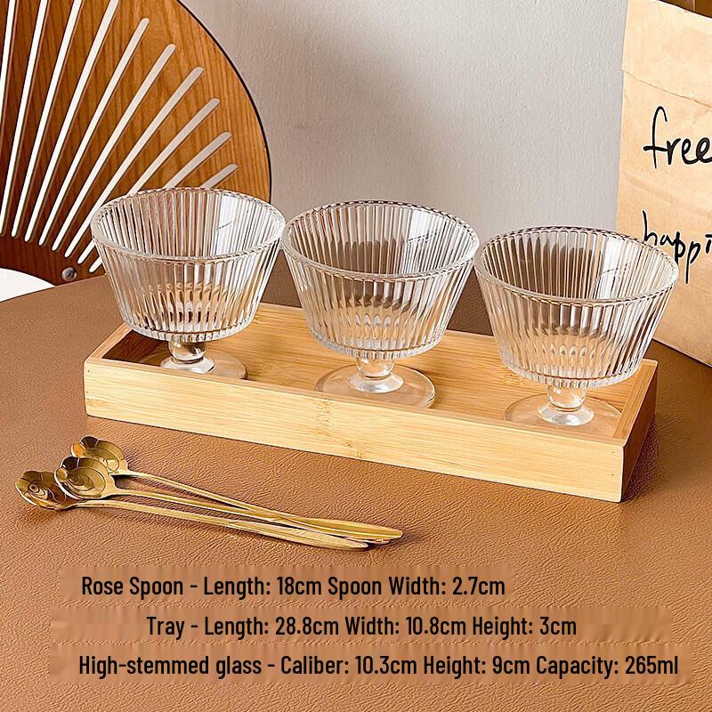 QIWWEI Retro Embossed Sunflower Glass Dessert Bowl