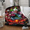 Horror Clown Circus Flannel Blanket Soft Warm All-Season Throw, Design for Camping, Car Travel, Hiking Sofa, Bed, Office Perfect Gift for Parties