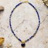Fashion Light Luxury Simple Natural Stone Heart Pendant French Short Scarf Necklace Choker Jewelry