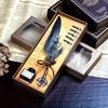1SET Blue Peacock Mechanical Punk Wind Wing Pen Dipping Pen Ink Advertising Gift Pen Quill Set