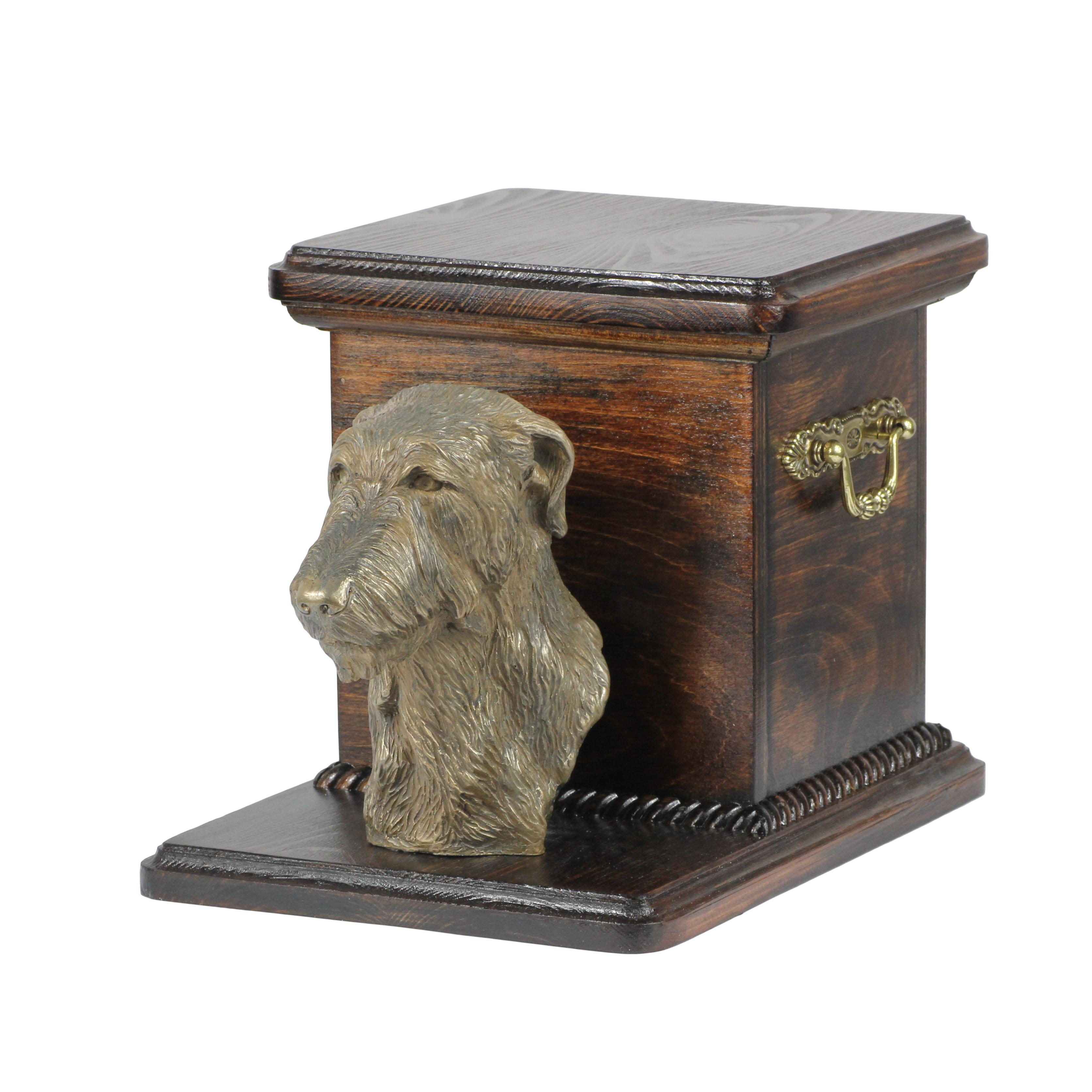 

Deerhound, Scottish Deerhound - urn for dog ashes with a statuette, elegant urn for a dog, unique urn with a bust of a dog by Art-Dog brand коричневий
