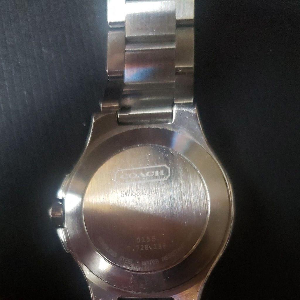 Used COACH Watch Silver Black Dial Ladies
