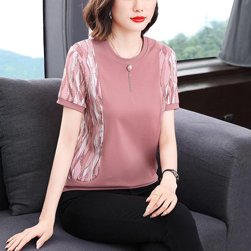 Summer Plus Size Printed Short Sleeved T-shirt Top Women's Shirt