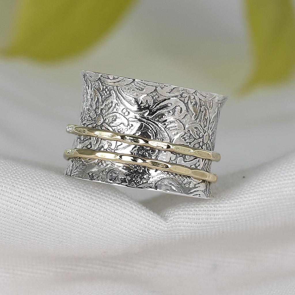 Meditation Spinner Ring, Silver Jewelry, Anxiety Ring, Fidget Ring, Birthstone Jewelry