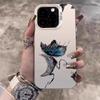 Dark Blue Butterfly Art Phone Case for iPhone 17 16 15 14 13 12 11 Series Pro Max Plus