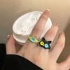 Funny Black Cat Green Monster Ring Fashionable Personalized Opening Adjustable Ring Jewelry Accessory
