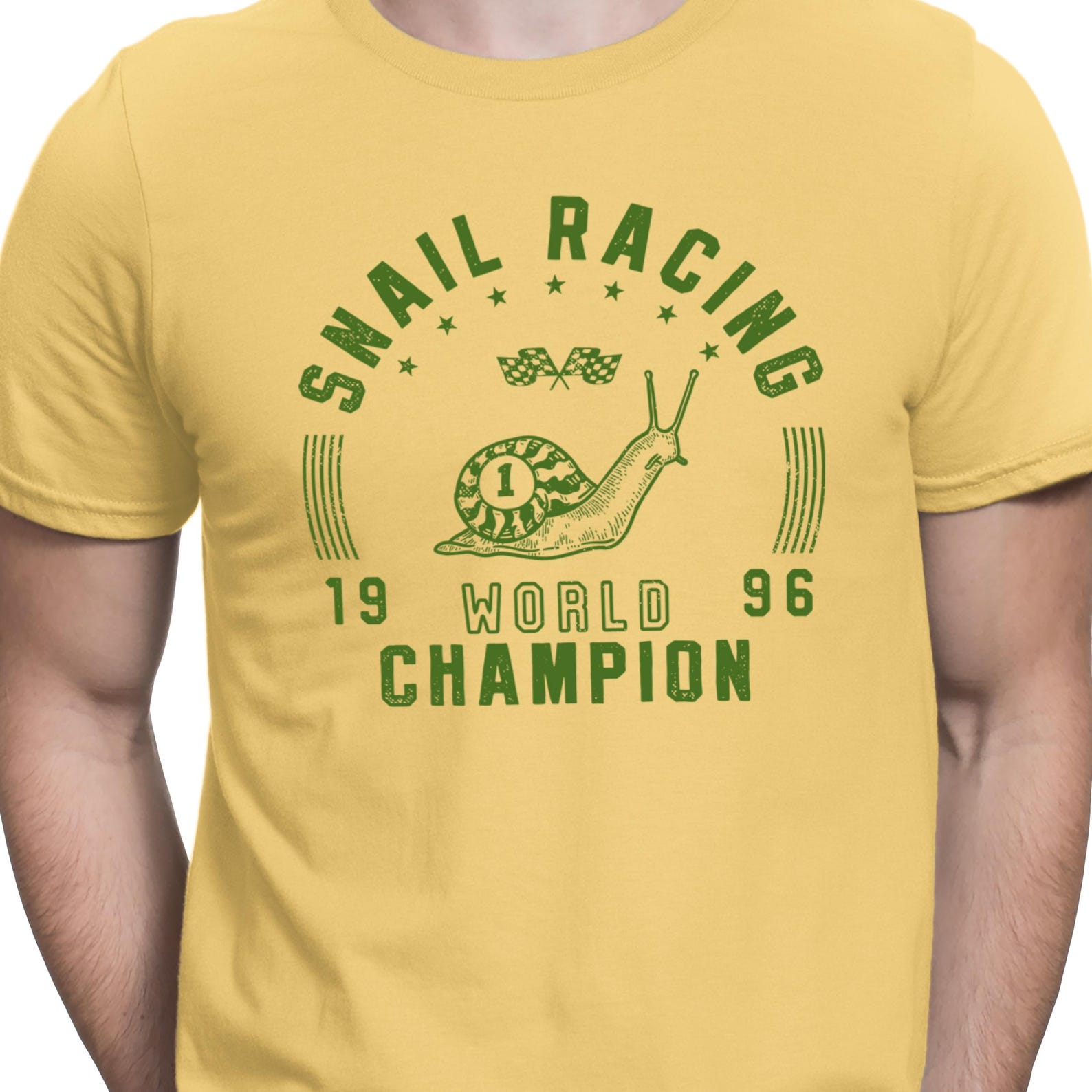 Snail Racing Champion T-Shirt Funny Varsity T Shirt College Racer Shirt S