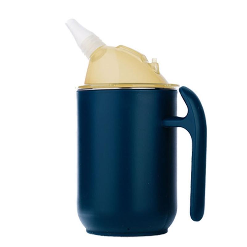 

Reusable Drinking Cup 400ml Spill Proof Straw Cup with Handle and Lid For Elderly Kids Bedridden Users 304 Steel Designs глибокий/синій
