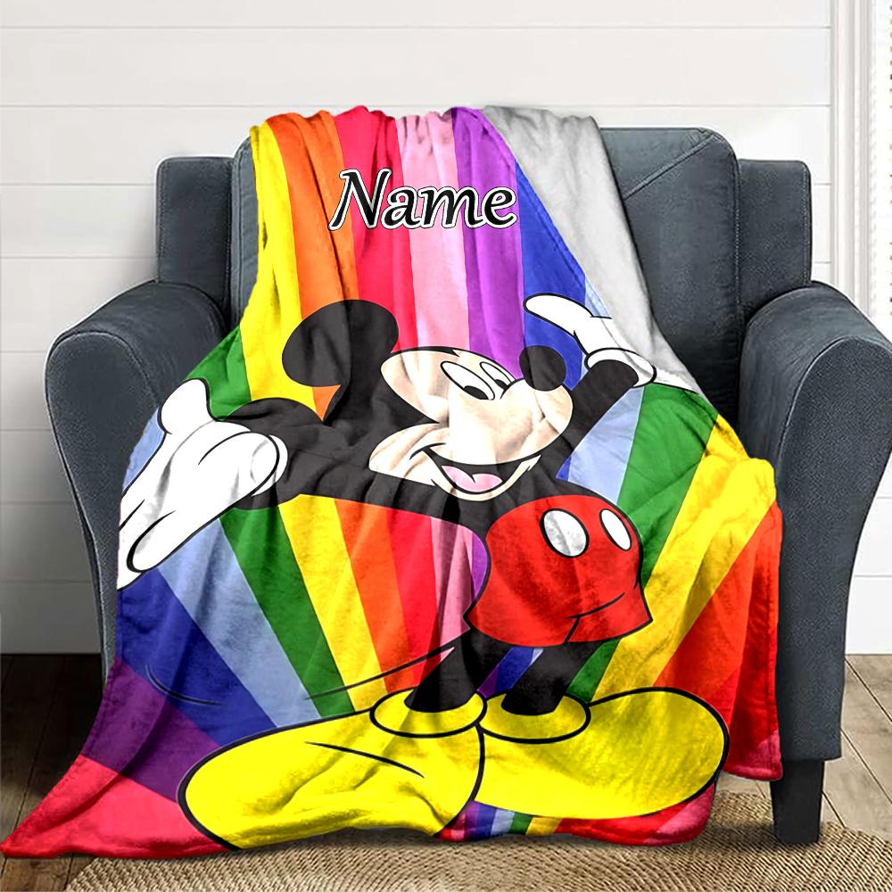 Custom Name Mickey Mouse Celebration blanket for Couch & Bed, Plush Cozy Fuzzy Blanket Super Soft & Warm Blankets for Fall and Winter. 090826