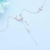 Su Chuang S925 Silver Moon & Star Tassel Necklace: Rhinestone-Inlaid Crescent Collarbone Chain for Women, Light Luxury Design