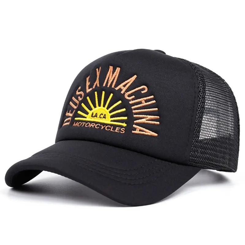 Street Style Letter Embroidered Mesh Baseball Cap With Sun Protection For Men Women чёрный