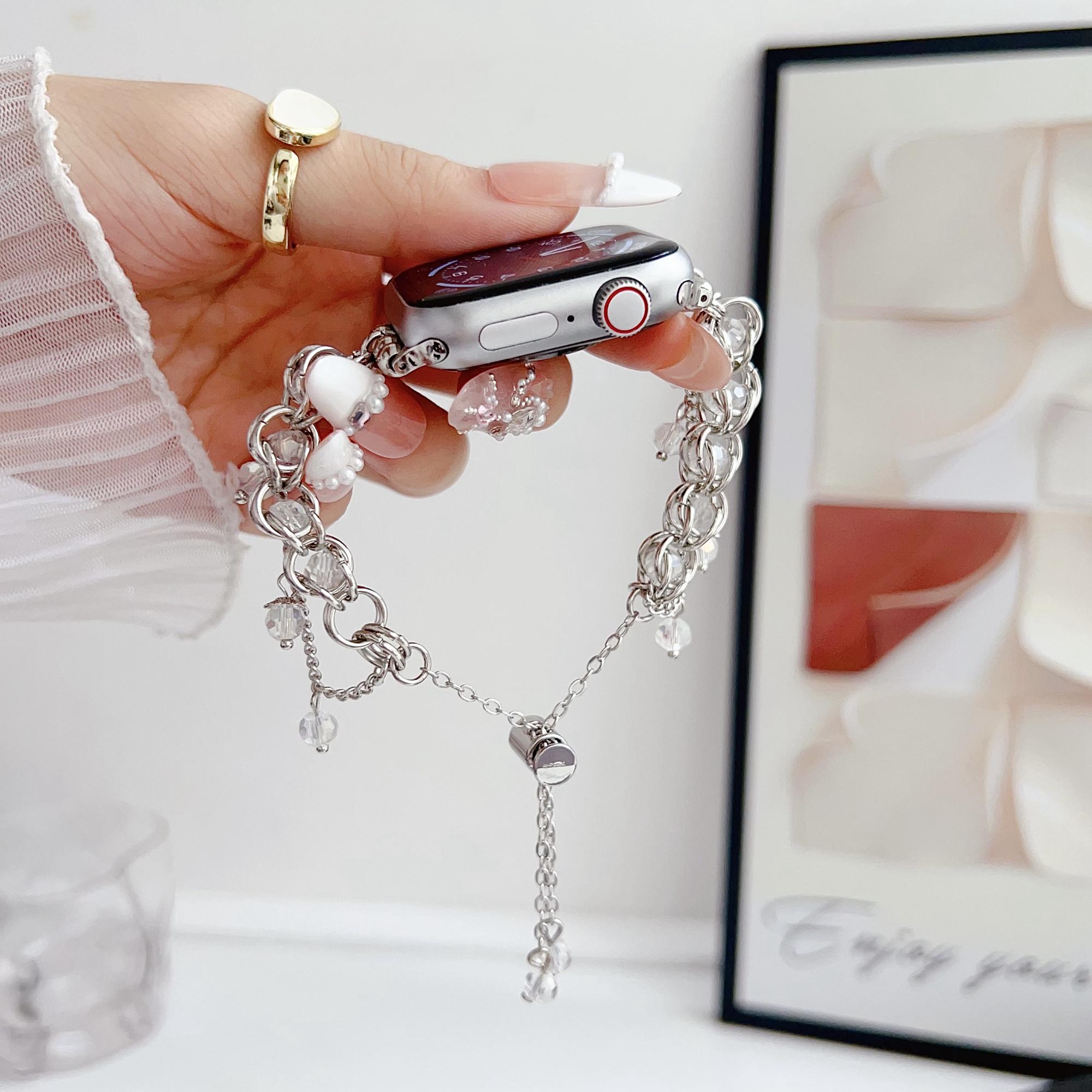 

Crystal Beads Strap for Apple Watch Series 11 10 42mm/9 8 7 41mm/SE3 SE2 SE 6 5 4 40mm/3 2 1 38mm Sliding Bracelet A