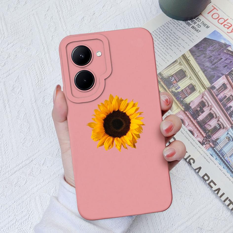 Case For OPPO Realme C33 C35 C55 C11 12 15 17 20 30 Realme GT2 Pro Fashion Sunflower Butterfly Liquid Silicone Soft TPU For Realme Coque Fundas Bumper