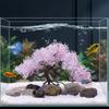 Realistic Aquarium Cherry Blossom Plastic Landscape Tree Fish Tank Ornament  Pet Accessories