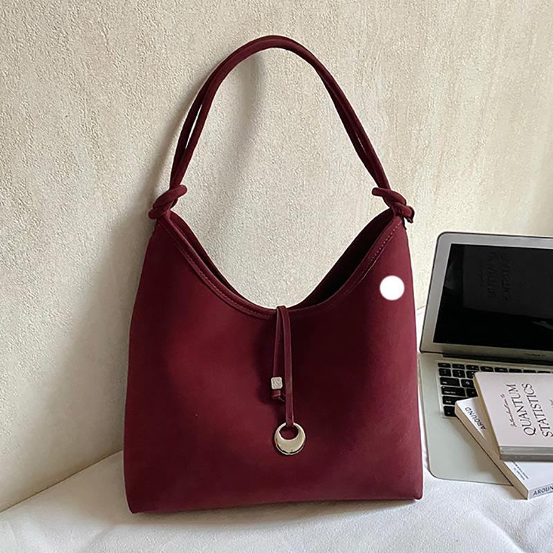 Retro Suede Buet Tote Bag Women's Large Capaci Single Oulder Bag Versatile Winter Commuter Bag Soft Leather Underarm Bag Fashion