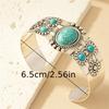 Unique Cuff Bangle Bracelet Alloy Jewelry With Faux Turquoise Inlaid Vintage Bohemian Style Personality Female Hand Jewelry