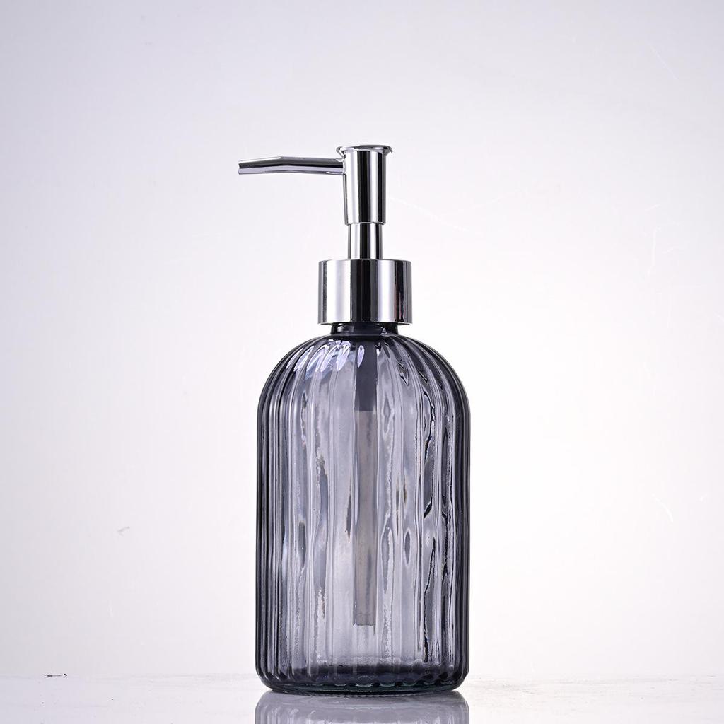 Nordic Large Capacity Vertical Stripe Glass Bottle for Hand Sanitizer, Shampoo, or Shower Gel